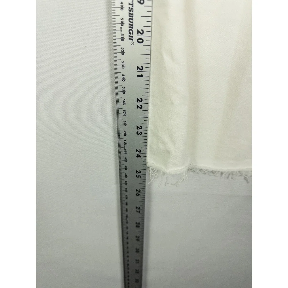 Judy Blue Wide Leg Crop Jeans Womens 11/30 Ivory Raw Hem Patch Pocket Coastal